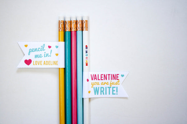 Printable Valentine Pencil Flags